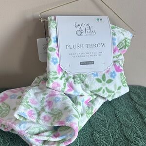 Bunny Tales Plush Throw Blanket Easter Bunny 🐰 Oversized Pink Green Blue NEW!